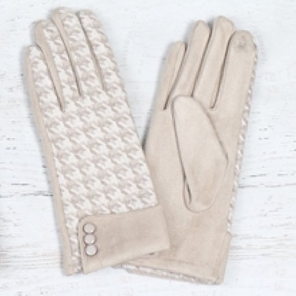 MODA ME COUTURE Accessories - SMART TOUCH GLOVES W/ BUTTON - tan